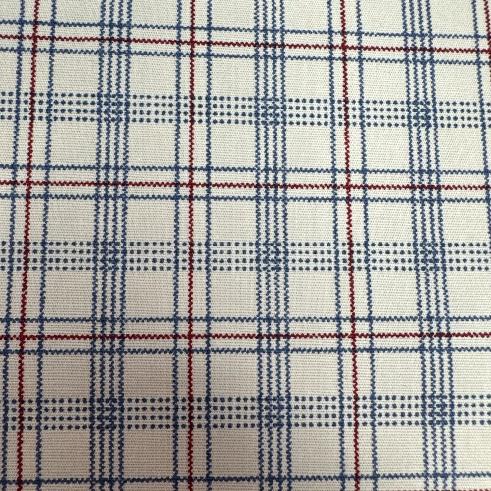 Vtg Wamsutta Harbour Plaid Hunter Twin Sheet Set USA Blue Beige Red Cotton NWT